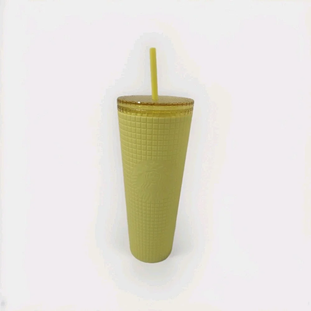 Starbucks‎ Yellow Grid 24Oz Cold Cup Tumbler